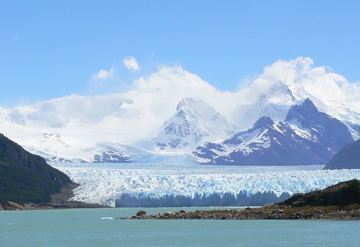 Perito Moreno Hard to see at the picture but the front wall of Perito Moreno Glaciar is 5 km across and 60 m high it occasionally advances across Brazo Rico, blocking the...