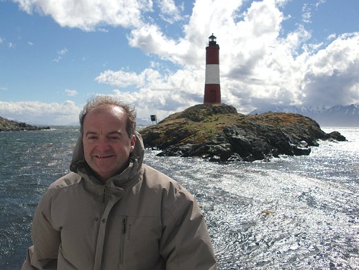 Beagle Channel The old Eclaireurs Light House, standing on a small island in the Beagle Channel, dating back from 1919 is one of the icons of Ushuaia - Argentina - january 12,...