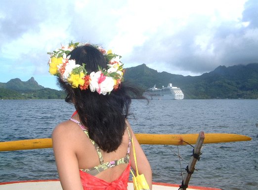 Huahine Approaching Huahine - one of the Polynesian gems in the Pacific Ocean - April 2004