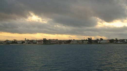 Zanzibar Sunrise Arrival by schip into Stone Town, the capital of Zanzibar - August 2006